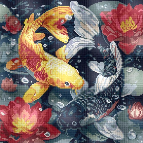 Алмазна мозаїка "Життя кої" 40х40 см (Ідейка)