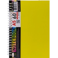 Блокнот А5, 60 л., пластик, 1 раздел., пружина сбоку (микс цветов)