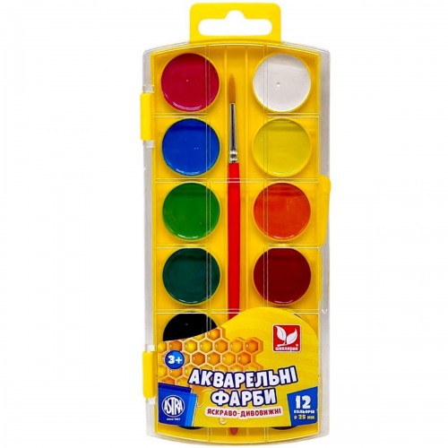 Фарби акварельні медові 12 кольорів (школярик)