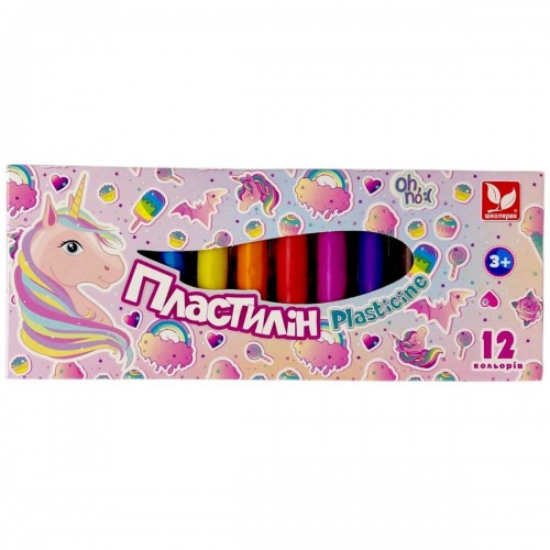 Пластилін круглий восковий Unicorn 12 кольорів (школярик)