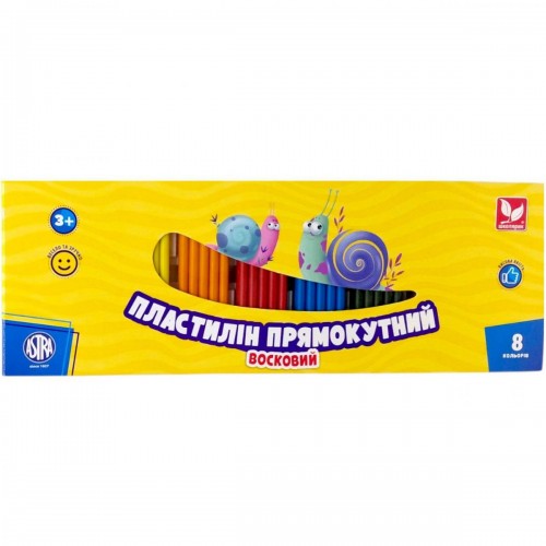 Пластилін прямокутний 8 кольорів (школярик)