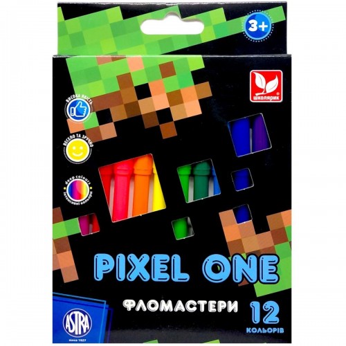 Фломастери "Pixel One", 12 кольорів (школярик)