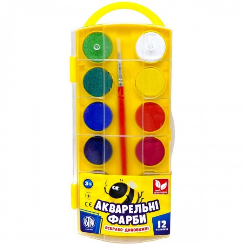 Фарби акварельні 12 кольорів (школярик)