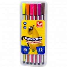 Фломастери шестигранні у пластиковій коробці 12 кольорів