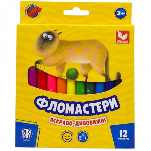 Фломастери конічні 12 кольорів (школярик)