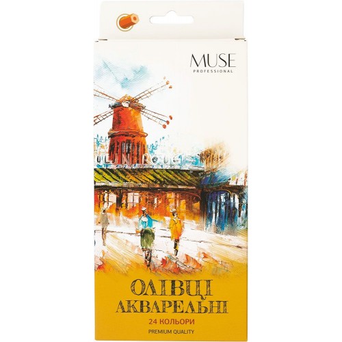 Олівці акварельні шестигранні MUSE 24 кольори з пензликом та чинкою (MUSE)