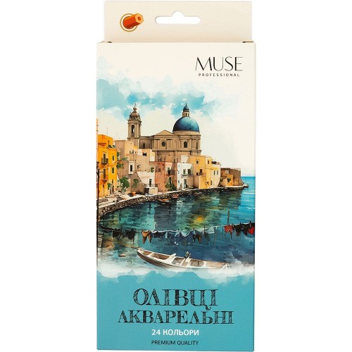 Олівці акварельні шестигранні MUSE 24 кольори з пензликом та чинкою (MUSE)