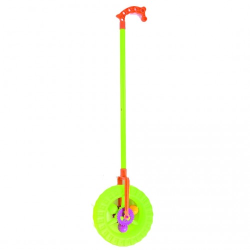 Каталка "Колесо", с трещоткой и погремушкой на палочке (ЗЕЛЕНОЕ) (MiC)