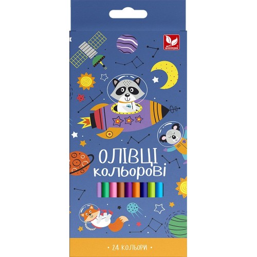 Олівці кольорові тригранні + чинка - 24 кольори (МІС)