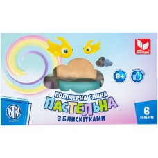 Полимерная глина с блестками пастельные цвета 6 цветов