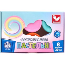 Краски гуашевые пастельные цвета 6 цветов по 20 мл