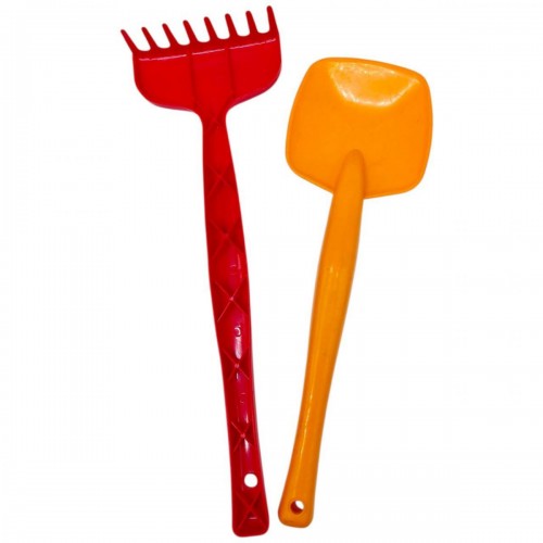Пісочний набір Лопатка та граблі ЧЕРВОНО-ПОМАРАНЧЕВИЙ (TIGRES)