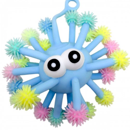 Игрушка-антистресс Лохматик-осьминожка, с подсветкой (ГОЛУБАЯ) (MiC)