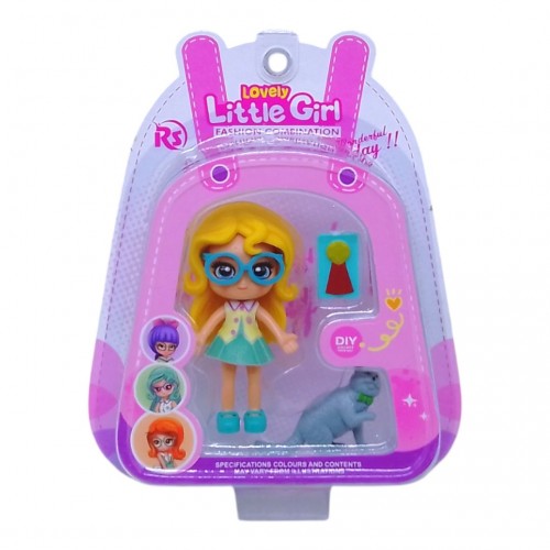 Лялька "Little Girl", 9 см, з тваринкою (жовта) (DreamMakers)