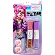 Лак для ногтей пастель+глитер, 2шт Фиолетовый