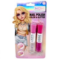 Лак для ногтей пастель+глитер, 2шт Розовый