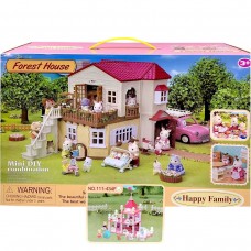 Домик, 2 флоксовых животных, подсветка, мебель, в коробке