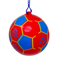 Мяч резиновый, диаметр 17 см, карабин с пружинкой, КРАСНЫЙ