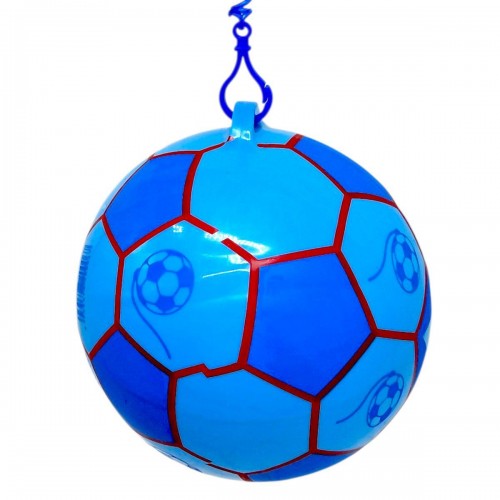 Мяч резиновый, диаметр 17 см, карабин с пружинкой, СИНИЙ (MiC)