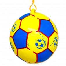 Мяч резиновый, диаметр 17 см, карабин с пружинкой, ЖЕЛТЫЙ