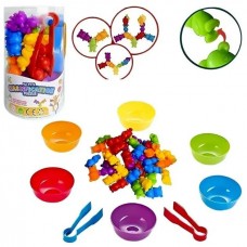 Логическая игра, сортер, 42 элементов, 6 тарелочек, 2 пары щипцов