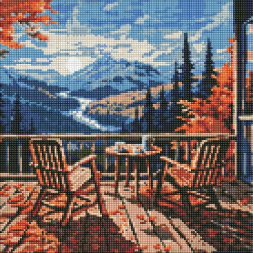 Алмазна мозаїка "Сніданок у горах" 40х40 см (Ідейка)