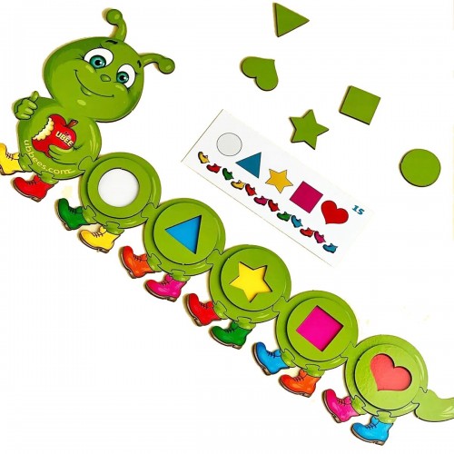Деревʼяний ігровий набір "Гусениця: Збери за зразком" (Ubee)