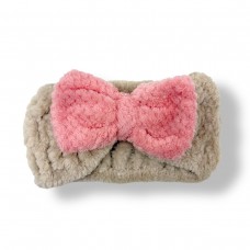 Повязка на голову с бантиком (бежевая)