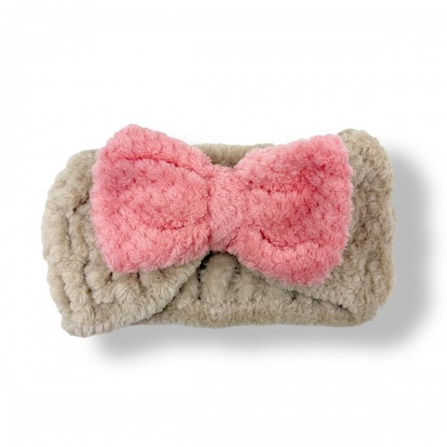 Повязка на голову с бантиком (бежевая) (МІС)