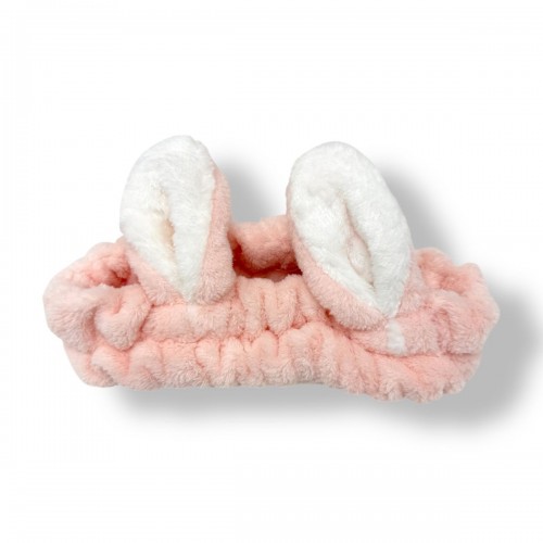 Плюшевая повязка "Зайка" (бледно-розовый) (МІС)