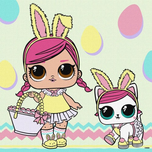 Набор для росписи по номерам для детей "L.O.L. Surprise! Spring Bling HOPS and KITTEA" 30х30см (Ідейка)