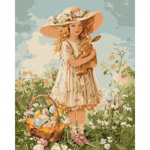 Набор для росписи по номерам "Девочка с кроликом" 40х50см (МІС)