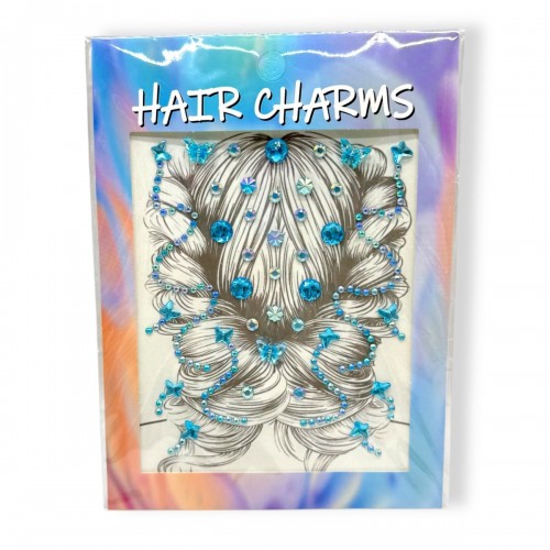 Наклейки-стразы для волос (голубой) (МІС)