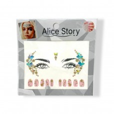 Наклейки-стразы для лица и ногтей (голубой)