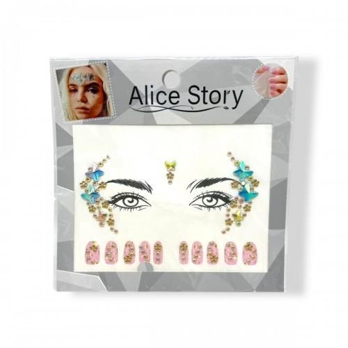 Наклейки-стразы для лица и ногтей (голубой) (МІС)