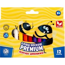 Карандаши восковые Премиум 12 цветов