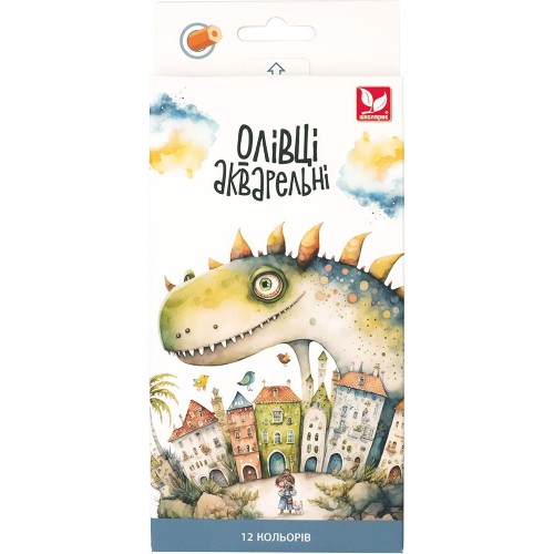 Карандаши акварельные шестигранные 12 цветов с кисточкой (школярик)