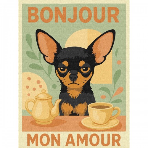 Картина за номерами "Постер. Ранок з чіхуахуа" 30х40см (Ідейка)