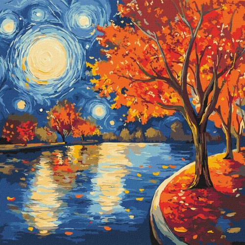 Картина за номерами "Осіння ніч" 40х40см (Ідейка)