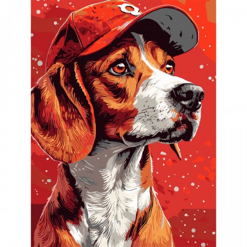 Картина по номерах "Пес у кепці" 30х40 см (Strateg)