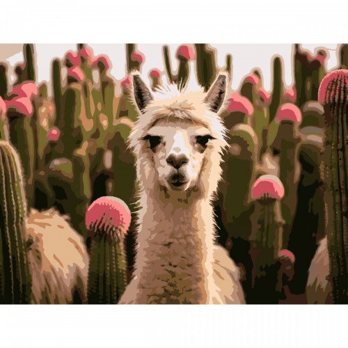 Картина по номерах "Альпака серед квітів" 30х40 см (Strateg)