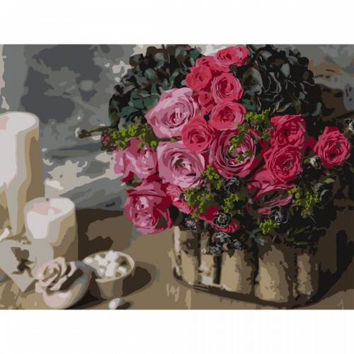 Картина по номерах "Рожевий букет" 30х40 см (Strateg)