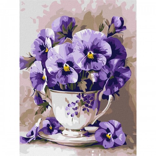 Картина за номерами "Чай з фіалками" 30х40см (Ідейка)