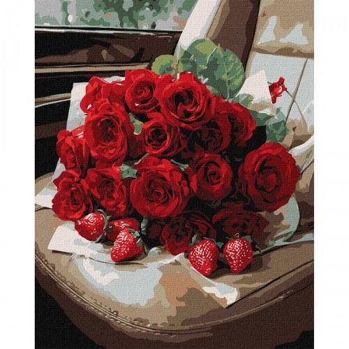 Картина за номерами "Романтичний букет троянд" 40х50см (Ідейка)