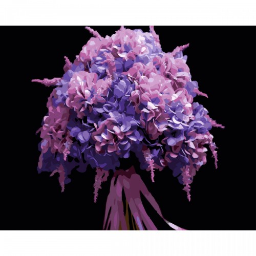 Картина за номерами на чорному фоні "Рожева гліцинія" 40Х50 см (Strateg)