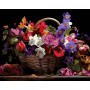 Картина по номерах на чорному фоні "Кошик різнокольорових квітів" 40х50 см (Strateg)