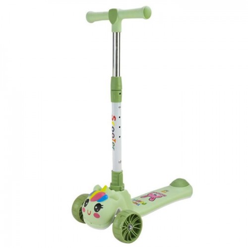 Самокат дитячий 3-х коліс складний, колеса PU муз, батар., світло, звук (ЗЕЛЕНИЙ) (MiC)