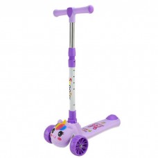 Самокат детский 3-х колес складной, колеса PU муз, батар., свет, звук (сиреневый)