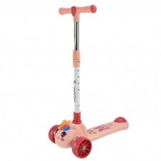 Самокат дитячий 3-х коліс  складний, колеса PU муз, батар., світло, звук  (РОЖЕВИЙ)
