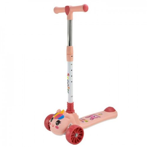 Самокат дитячий 3-х коліс складний, колеса PU муз, батар., світло, звук (РОЖЕВИЙ) (MiC)